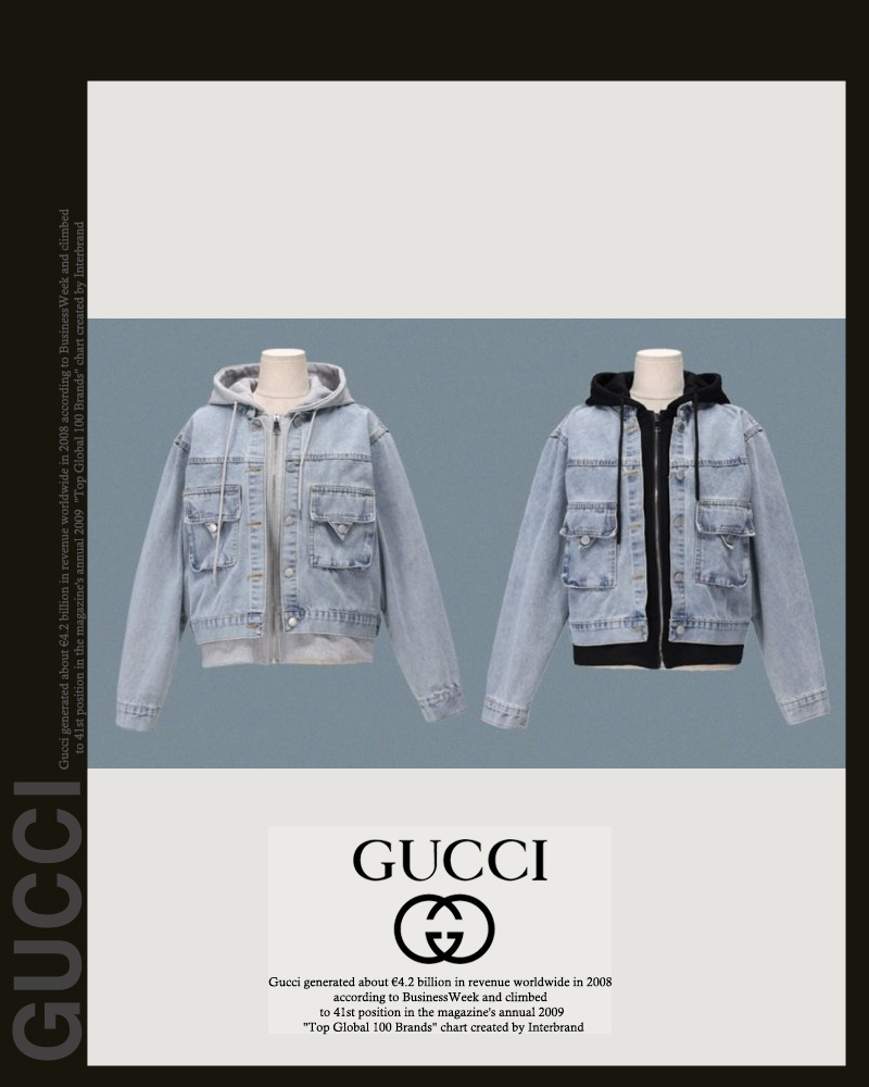 구찌 여성 7657 후드 집업 데님 청자켓