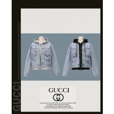 구찌 여성 7657 후드 집업 데님 청자켓