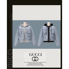 구찌 여성 7657 후드 집업 데님 청자켓