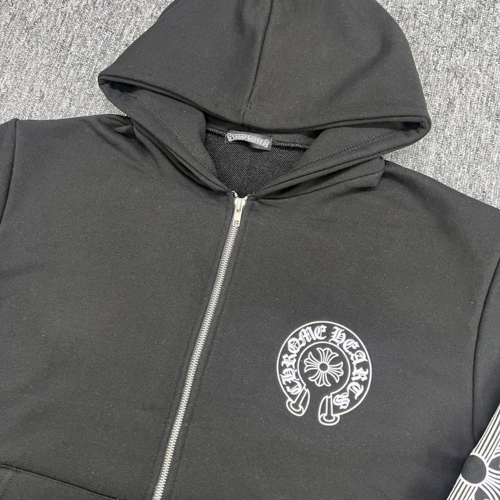 크롬하츠 홀스슈 로고 후드집업