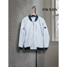 프라다 팔 플레이트 블루종 자켓