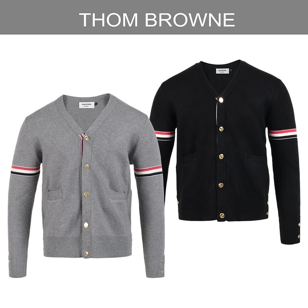 톰브라운 4바 암밴드 코튼 램스울 골드 버튼 가디건