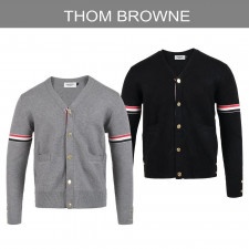 톰브라운 4바 암밴드 코튼 램스울 골드 버튼 가디건