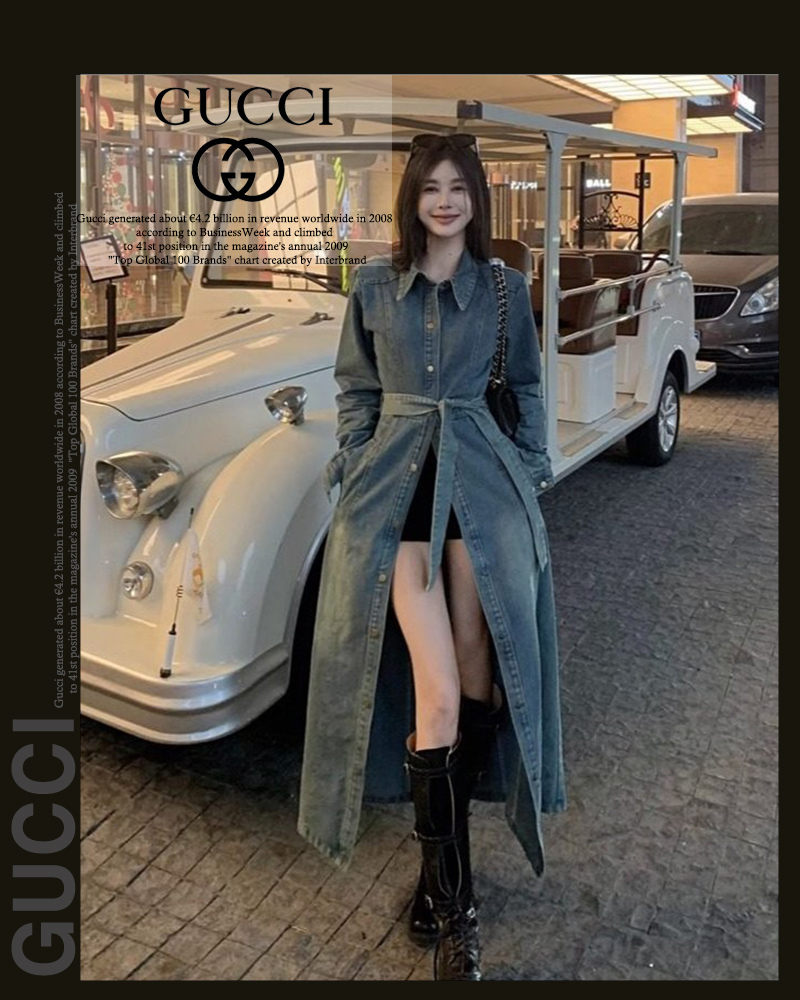 구찌 여성 11297 롱롱 데님 원피스 자켓