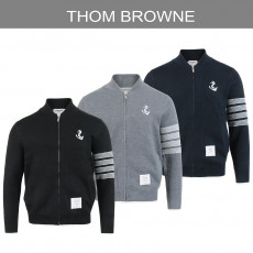 톰브라운 4바 스티치 티핑 앵커 울 니트 집업