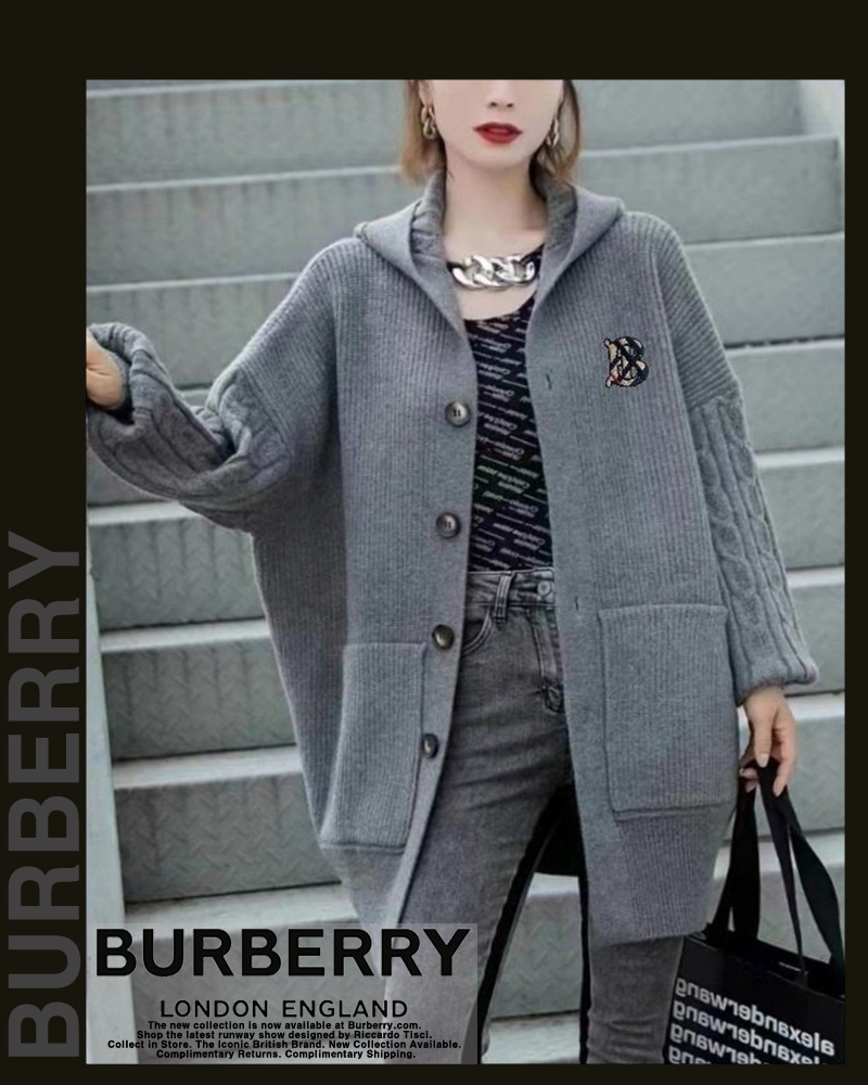 버버리 여성 B2601 자수 꽈베기 풀오버 니트 가디건