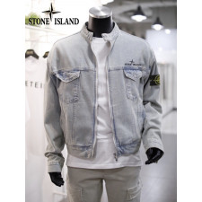 스톤아일랜드 체스트 로고 투웨이 데님 블루종 자켓