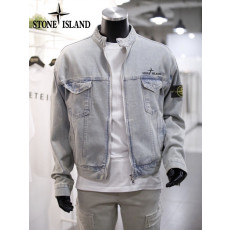 스톤아일랜드 체스트 로고 투웨이 데님 블루종 자켓