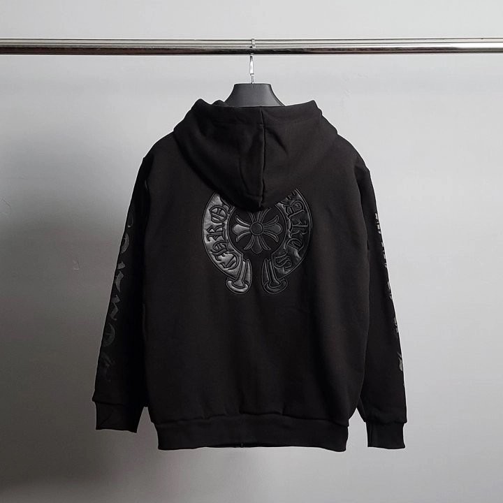 크롬하츠 레더 말굽 패딩 기모 후드집업