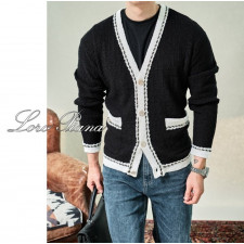 로로피아나 핸드메이드 트위드 가디건 블랙