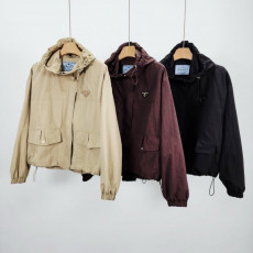 프라다 여성 리나일론 투포켓 후드 바람막이