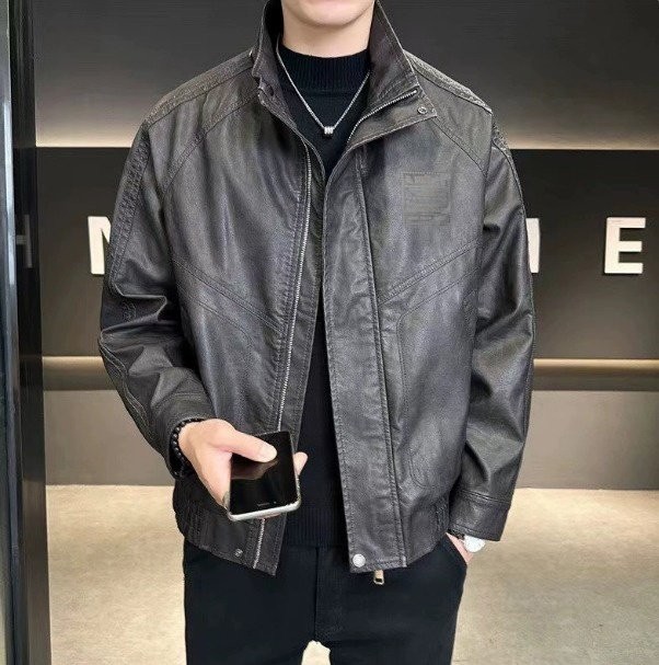 구찌 레터링 사각 로고 레더 자켓