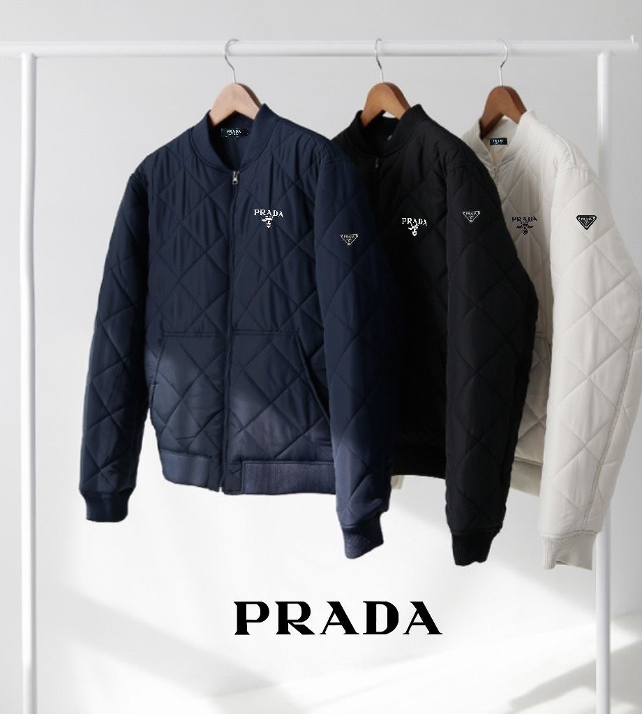 프라다 개버딘 로고 퀄팅 패딩 자켓