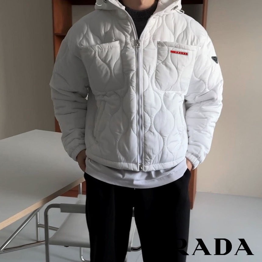 프라다 유니섹스 레드 라인 투웨이 셔드 퀄팅 패딩