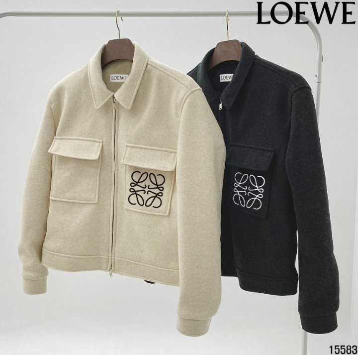 로에베 포켓 로고 울 미니멀 자켓