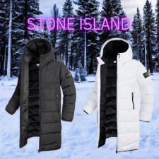 스톤아일랜드 절개 후드 롱패딩