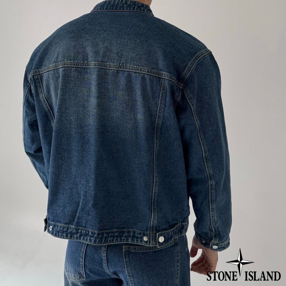 스톤아일랜드 세미 드롭 숄더 바이커 청자켓