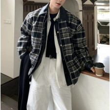 버버리 레더 카라 체크 자켓