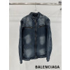 발렌시아가 패치 절개 차이나넥 워싱 청자켓