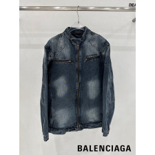 발렌시아가 패치 절개 차이나넥 워싱 청자켓