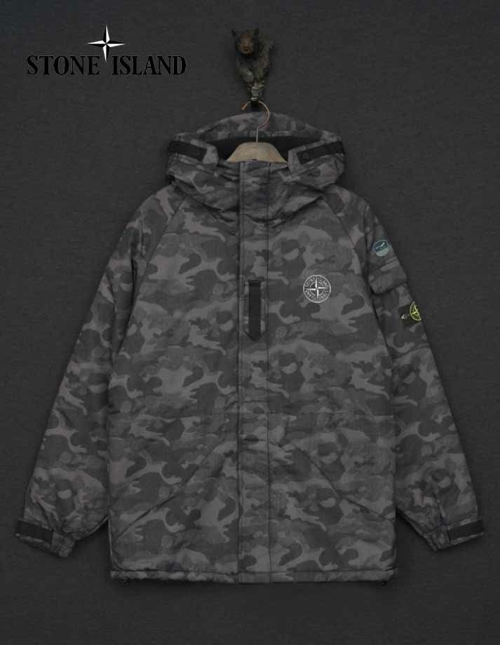 스톤아일랜드 버팅 로고 카모 후퍼 패딩
