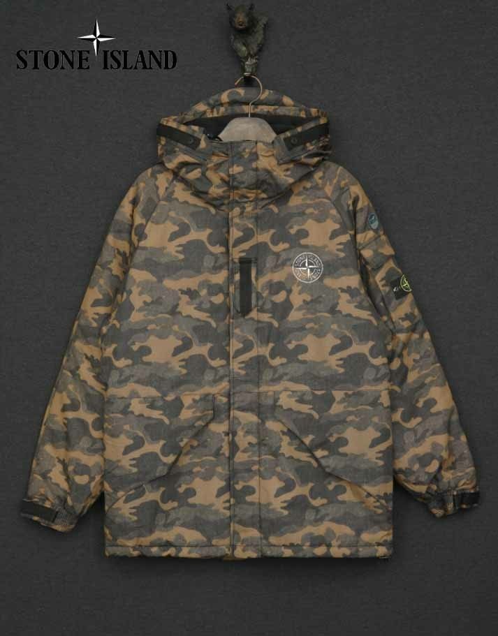 스톤아일랜드 버팅 로고 카모 후퍼 패딩
