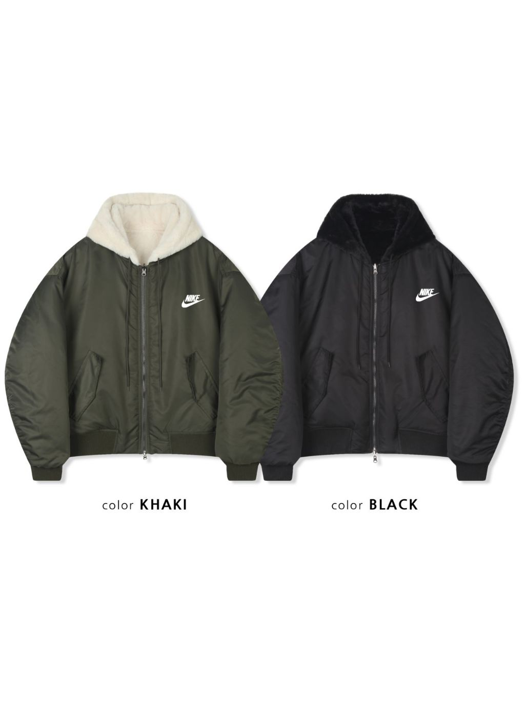 나이키 리버시블 밍크 후드 항공 패딩