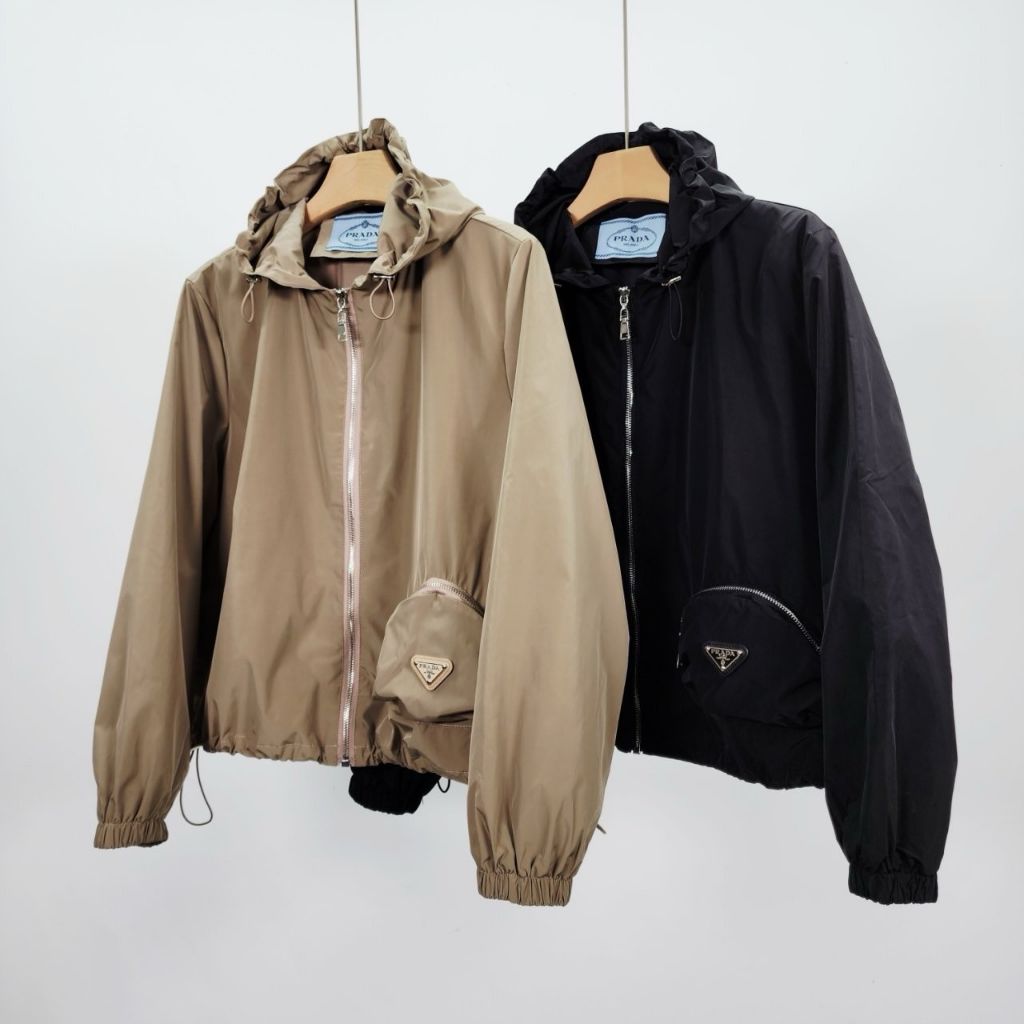 프라다 여성 포켓 리나일론 후드 자켓