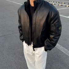 스톤아일랜드 레더 봄버 자켓