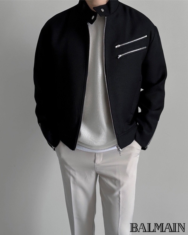 발망 로열 트위드 더블 라인 지퍼 자켓