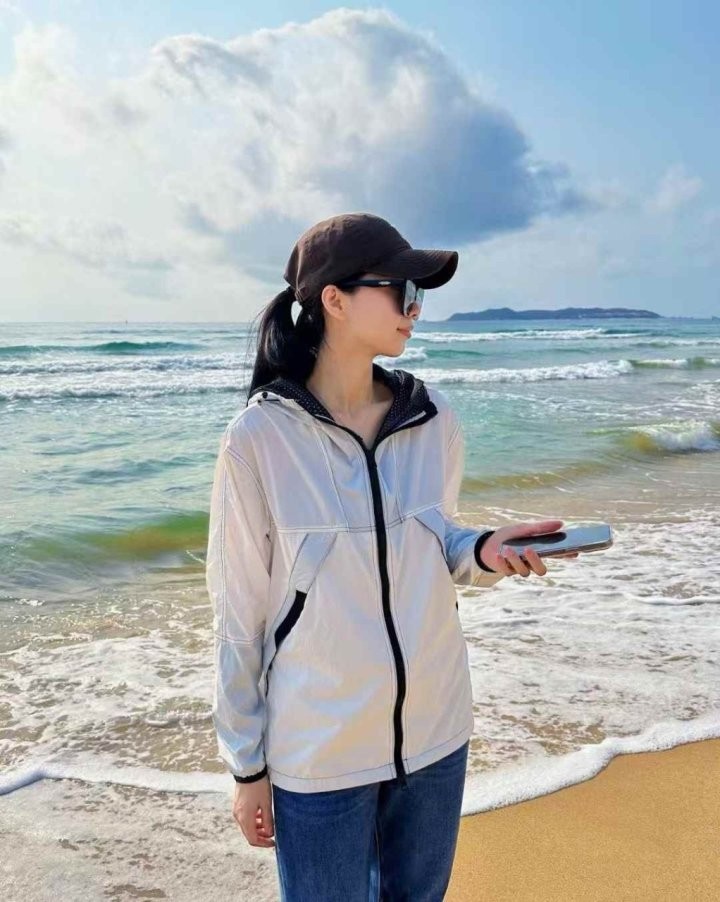 몽클레어 여성 후드 패치 워크 윈드 브레이커 바람막이