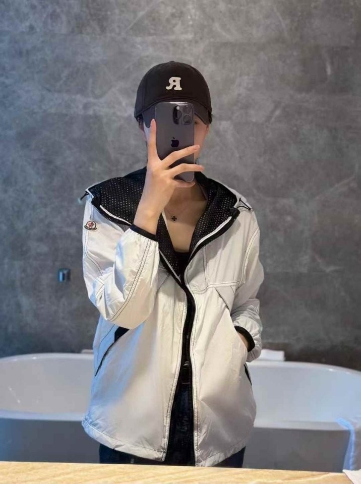 몽클레어 여성 후드 패치 워크 윈드 브레이커 바람막이