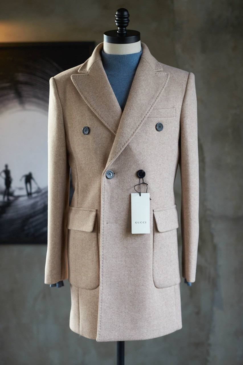 구찌 프리미엄 캐시미어 울 호시스테치 혼방 코트