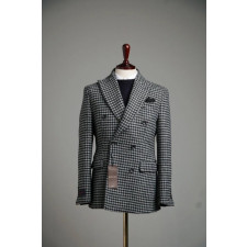 구찌 프리미엄 하운드투스 울 더블 자켓 블랙