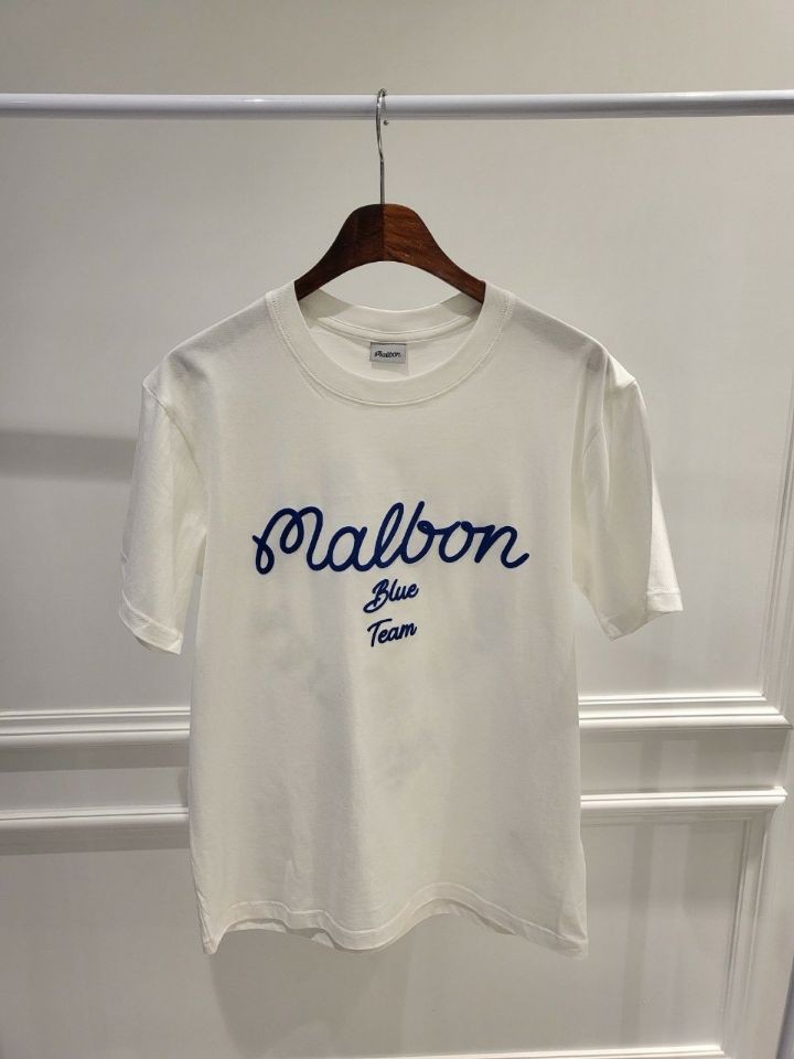 말본 화이트 컬러팀 라운드 반팔티