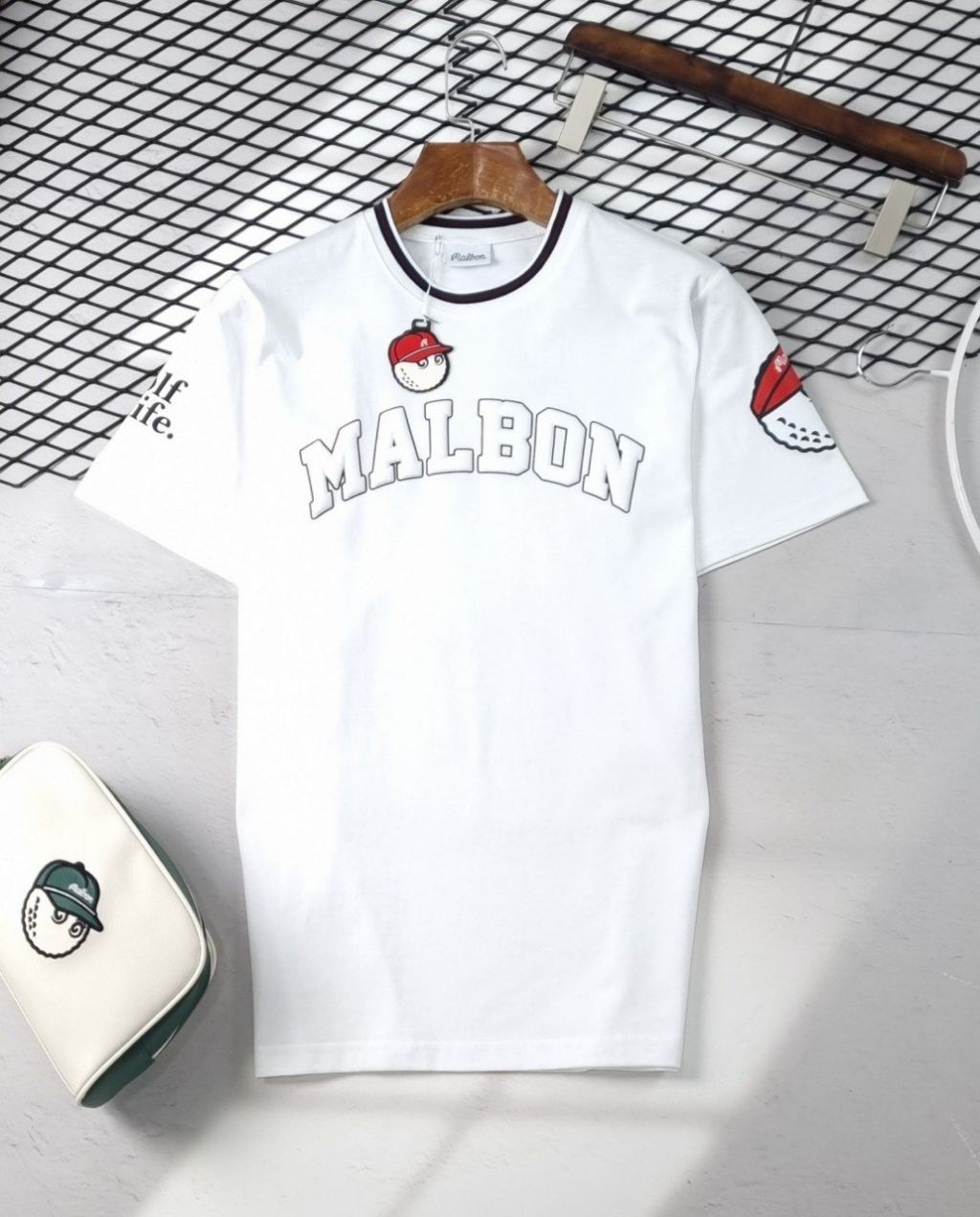 말본 시보리 발포 나염 크루넥 반팔티