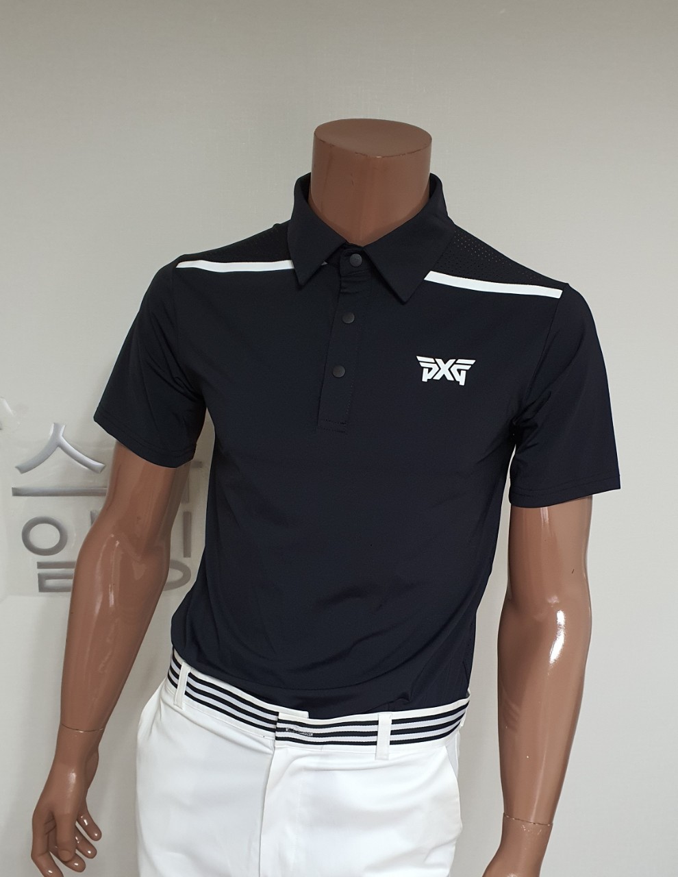 PXG 등판 타공 반사 로고 반팔 카라티