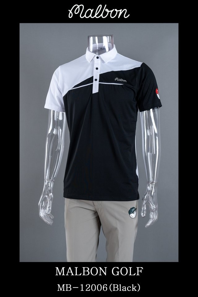 말본 MB-12006 사선 배색 반팔 카라티