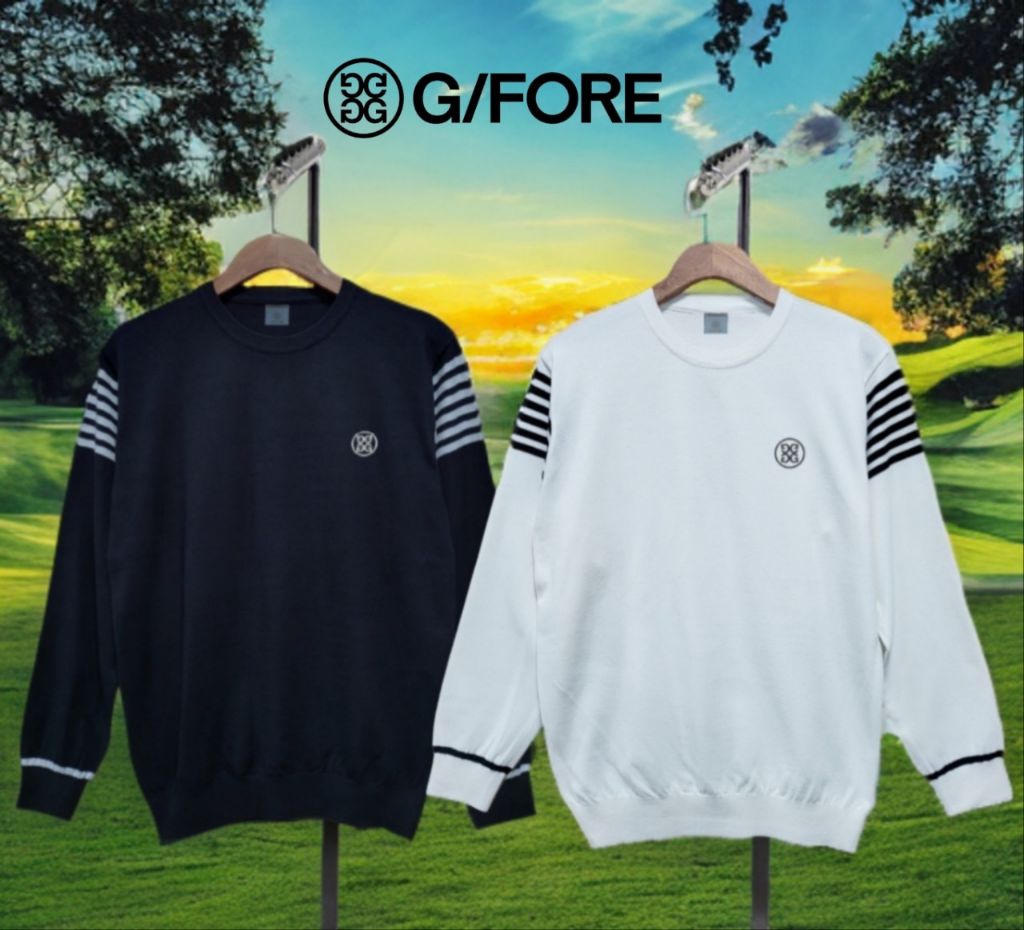 지포어 견장 6줄 자수 로고 니트