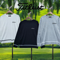 타이틀리스트 세로줄 가슴 자수 니트