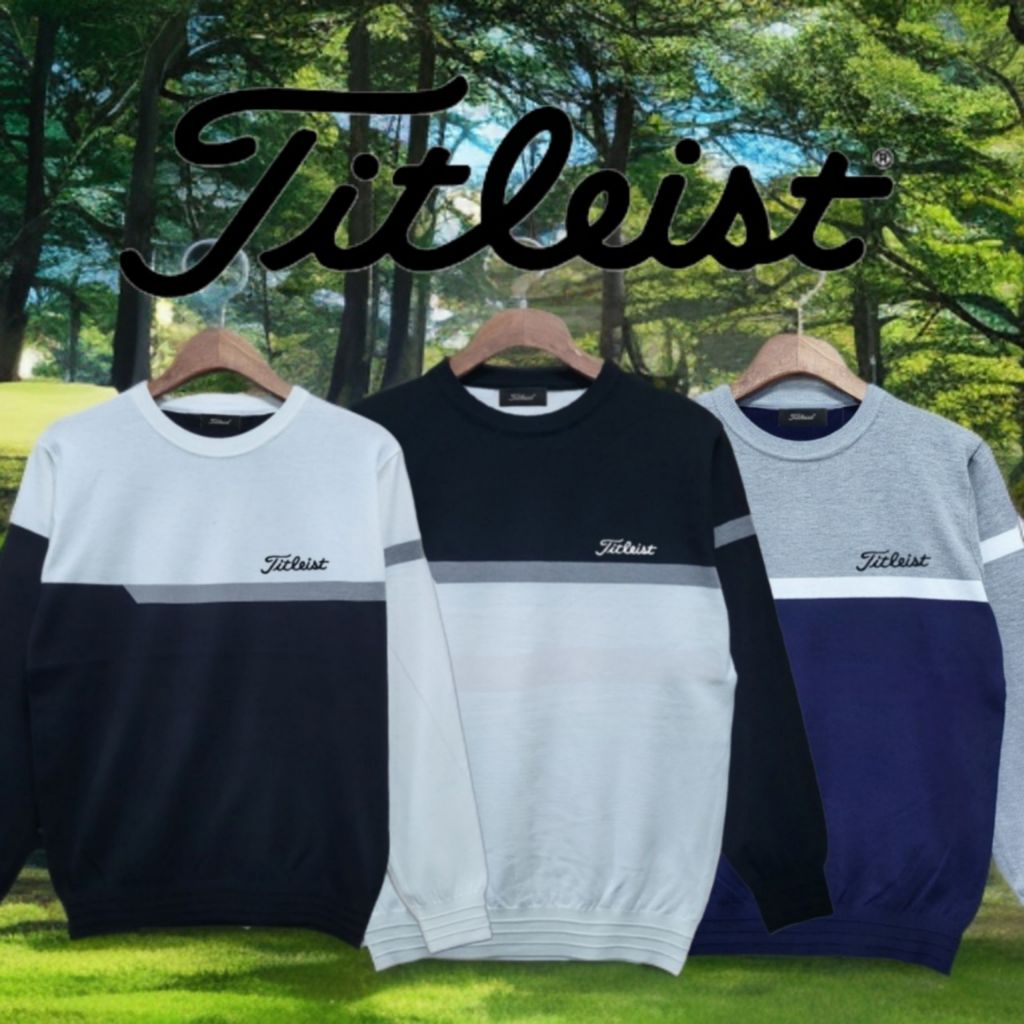 타이틀리스트 컴 1줄 자수 로고 니트