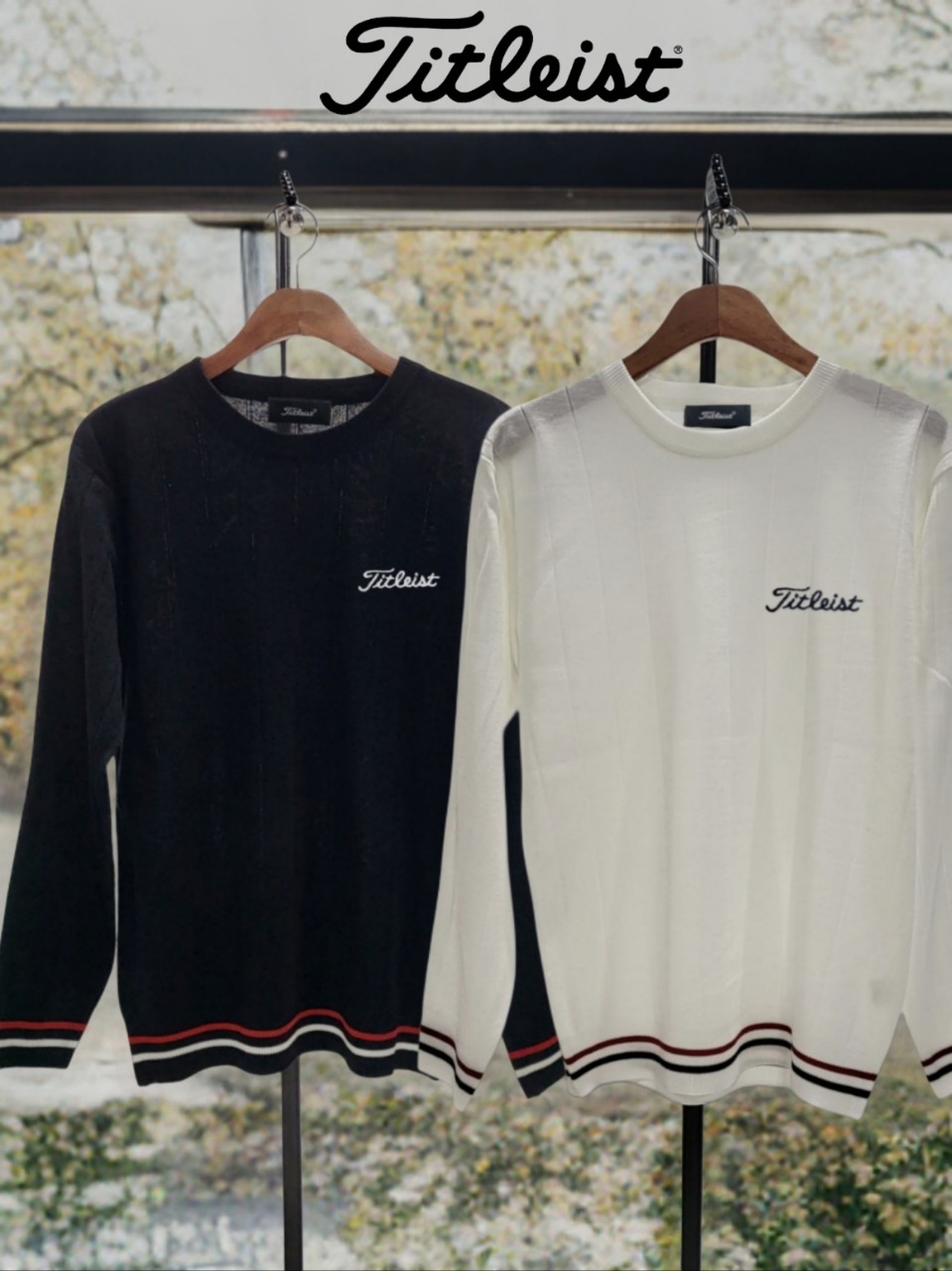 타이틀리스트 줄지 자수 로고 니트