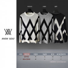 어뉴 다이아 사선 라운드 니트