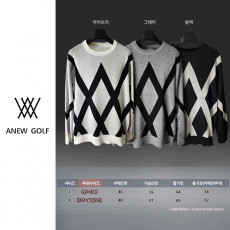 어뉴 다이아 사선 라운드 니트