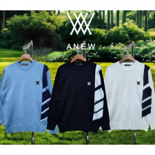 어뉴 사이드 배색 가슴 자수 니트