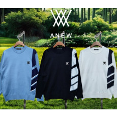 어뉴 사이드 배색 가슴 자수 니트