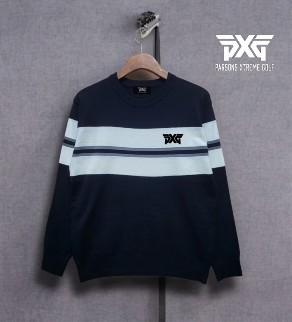 PXG 가슴 3라인 자수 라운드 니트