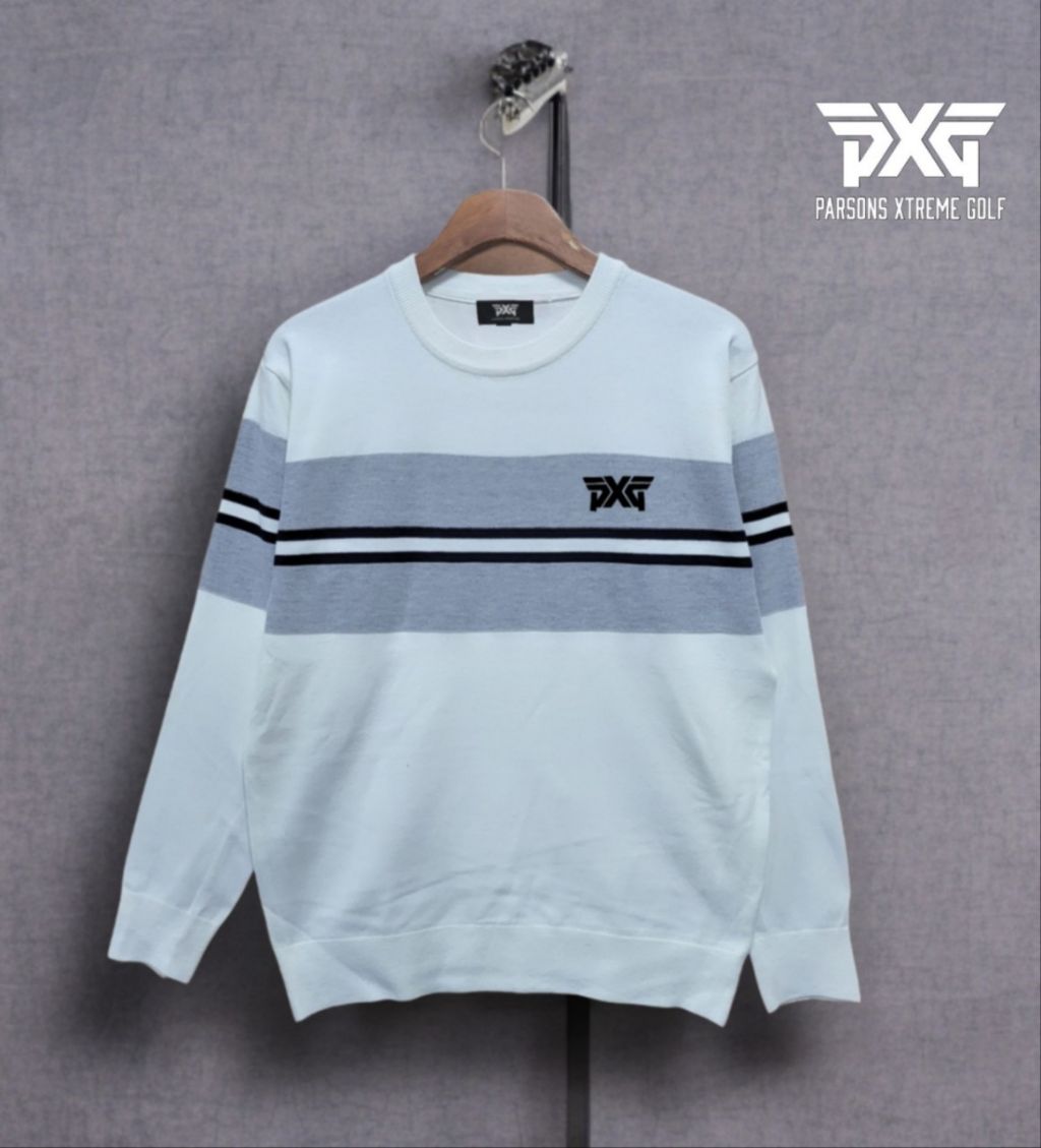 PXG 가슴 3라인 자수 라운드 니트