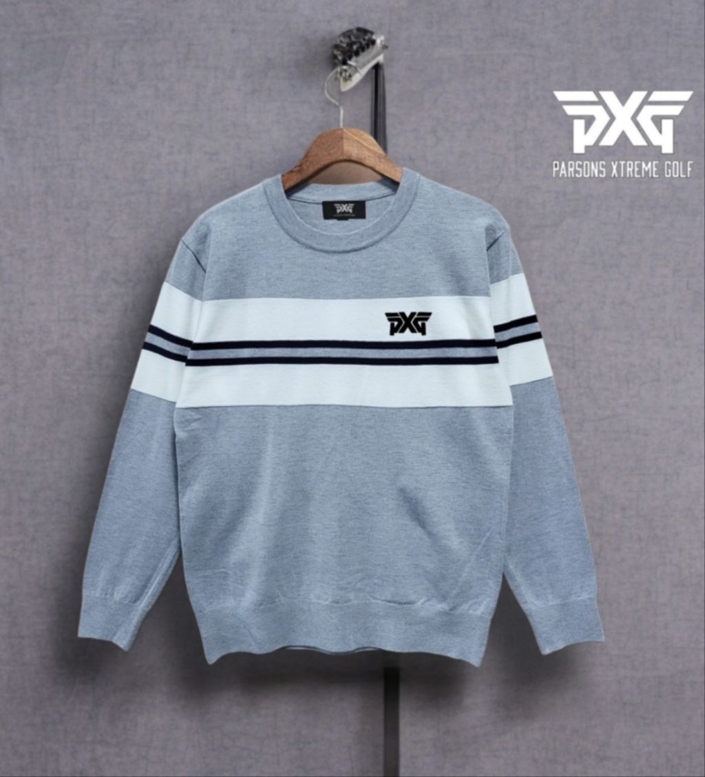 PXG 가슴 3라인 자수 라운드 니트