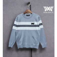 PXG 가슴 3라인 자수 라운드 니트